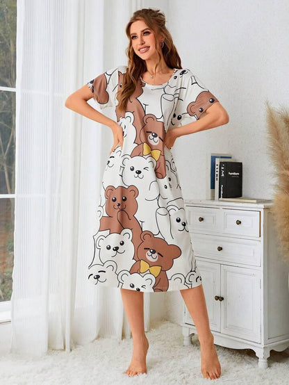 Playful Teddy Bear Nightdress - Cute Comfort Legacy boutiques Dhaka Bangladeshi Legacy Boutiques Legacy Boutiques