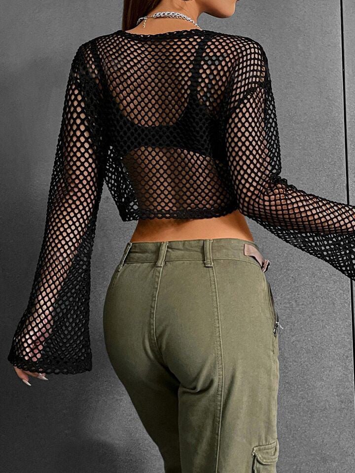 Plus Size Womens Tops Sheer Fishnet Mesh Crop Top Without Bra | Legacy Boutiques Legacy Boutiques Legacy Boutiques