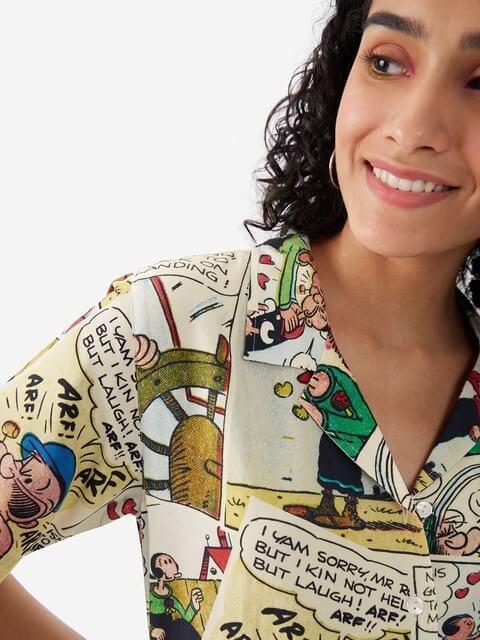 Popeye the Sailor Multi - Panel Illustrated Resort Shirt for Ladies Legacy Boutiques Legacy Boutiques