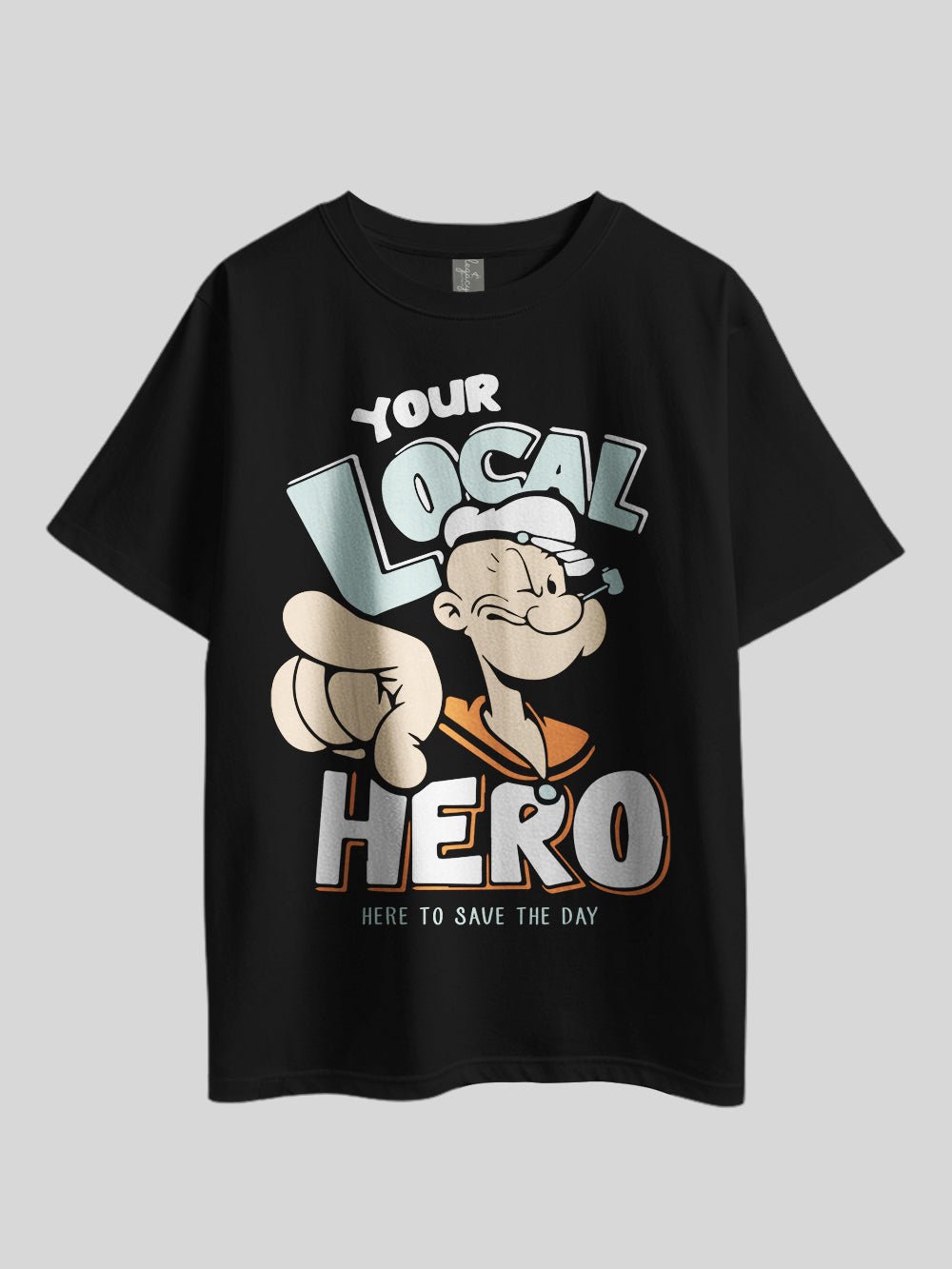 "POPEYE: YOUR LOCAL HERO HERE TO SAVE THE DAY" Graphic Printed Drop Shoulder T-shirt Legacy Boutiques Dhaka Legacy Boutiques Legacy Boutiques