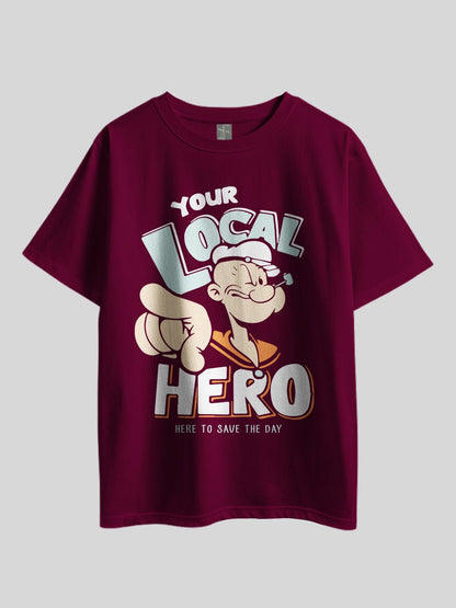 "POPEYE: YOUR LOCAL HERO HERE TO SAVE THE DAY" Graphic Printed Drop Shoulder T-shirt Legacy Boutiques Dhaka Legacy Boutiques Legacy Boutiques