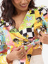 Powerpuff Girls Cartoon Print Wrap Top | Cropped 90s Aesthetic Tie - Front Shirt Legacy Boutiques Legacy Boutiques