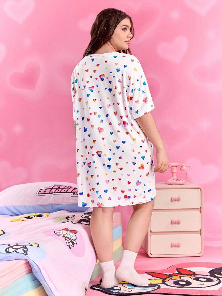 Powerpuff Girls Heart &amp; Character Print Oversized Tee Legacy Boutiques Legacy Boutiques