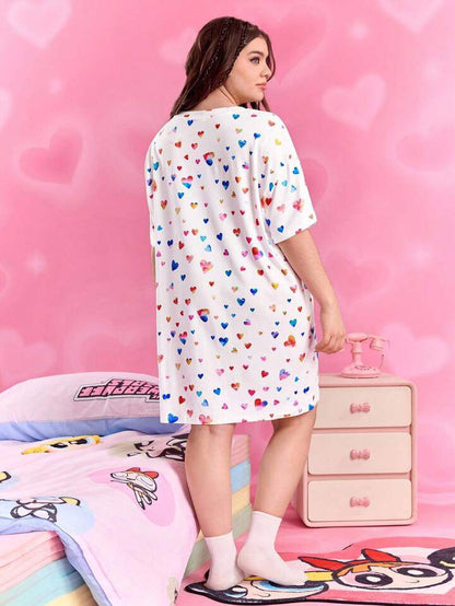 Powerpuff Girls Heart &amp; Character Print Oversized Tee Legacy Boutiques Legacy Boutiques