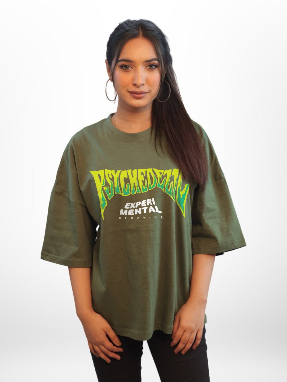 Psychedelic: EXPERIMENTAL BEHAVIOR Graphic Printed Womens Drop Shoulder T-shirt Legacy Boutiques Dhaka Legacy Boutiques Legacy Boutiques