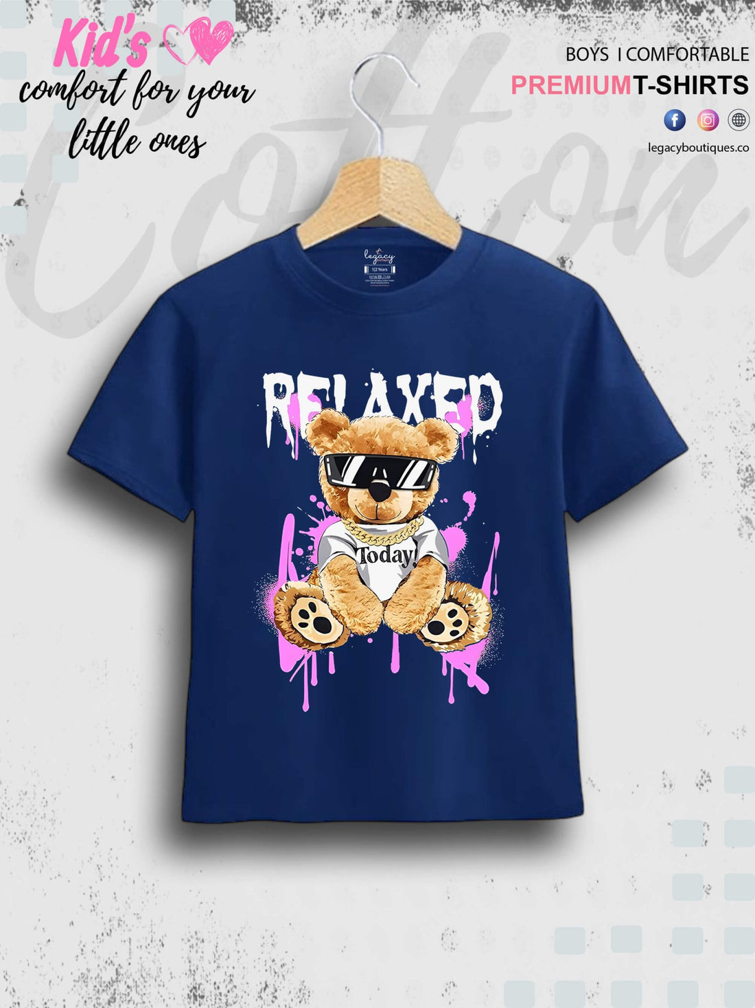 Relaxed Teddy Bear Printed 1 To 11 Year Baby Boys Summer Time T-Shirt In Lowest Price Only In BD Legacy Boutiques Legacy Boutiques