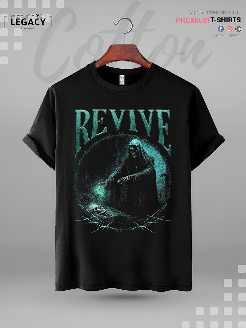 Revive Skull Gothic Print Mens XXXL Tshirt In Lowest Price Only In BD Legacy Boutiques Legacy Boutiques