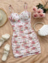 Rosalie Pink Rose Ruched Mini Dress - Sweetheart Floral Cami Bodycon Legacy Boutiques Legacy Boutiques