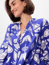 Royal Blue Folk Art Print Ruffle Hem Dress - Long Sleeve Button - Up Mini Legacy Boutiques Legacy Boutiques