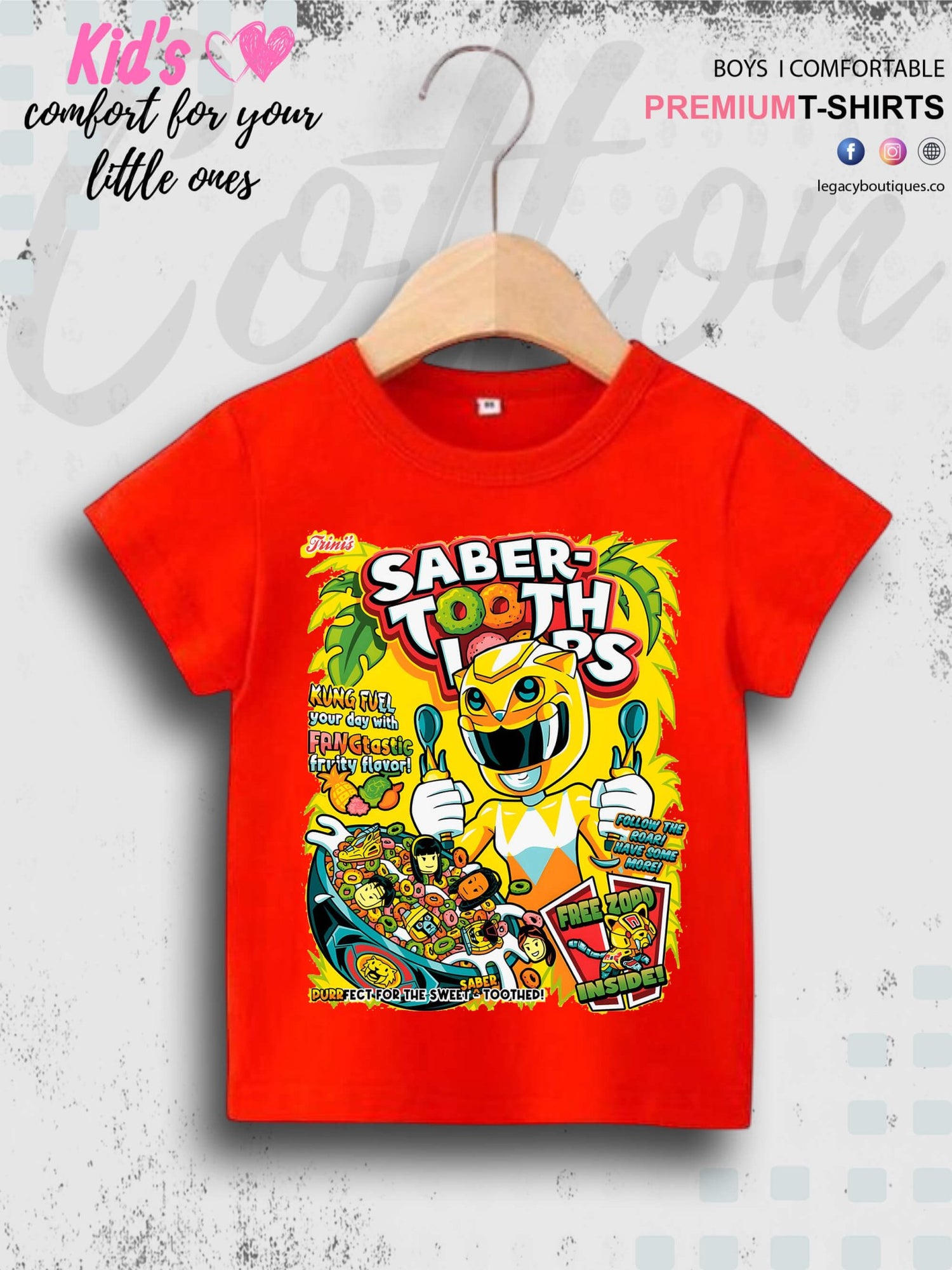 Saber Tooth Loops Printed 1 To 11 Year Kids Boys Summer Time T-Shirt In Lowest Price Only In Dhaka Legacy Boutiques Legacy Boutiques