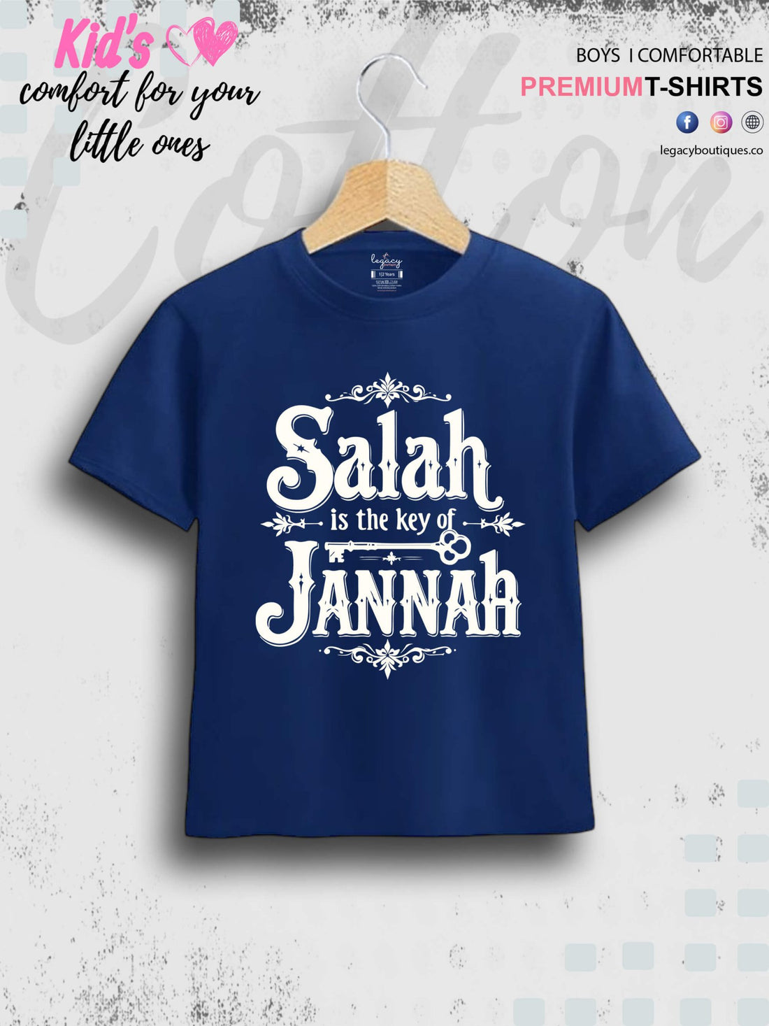 Salah Is The Key Of Jannah Printed 1 To 11 Years Baby Boys Islamic T-Shirt In Cheapest Price Only In BD Legacy Boutiques Legacy Boutiques