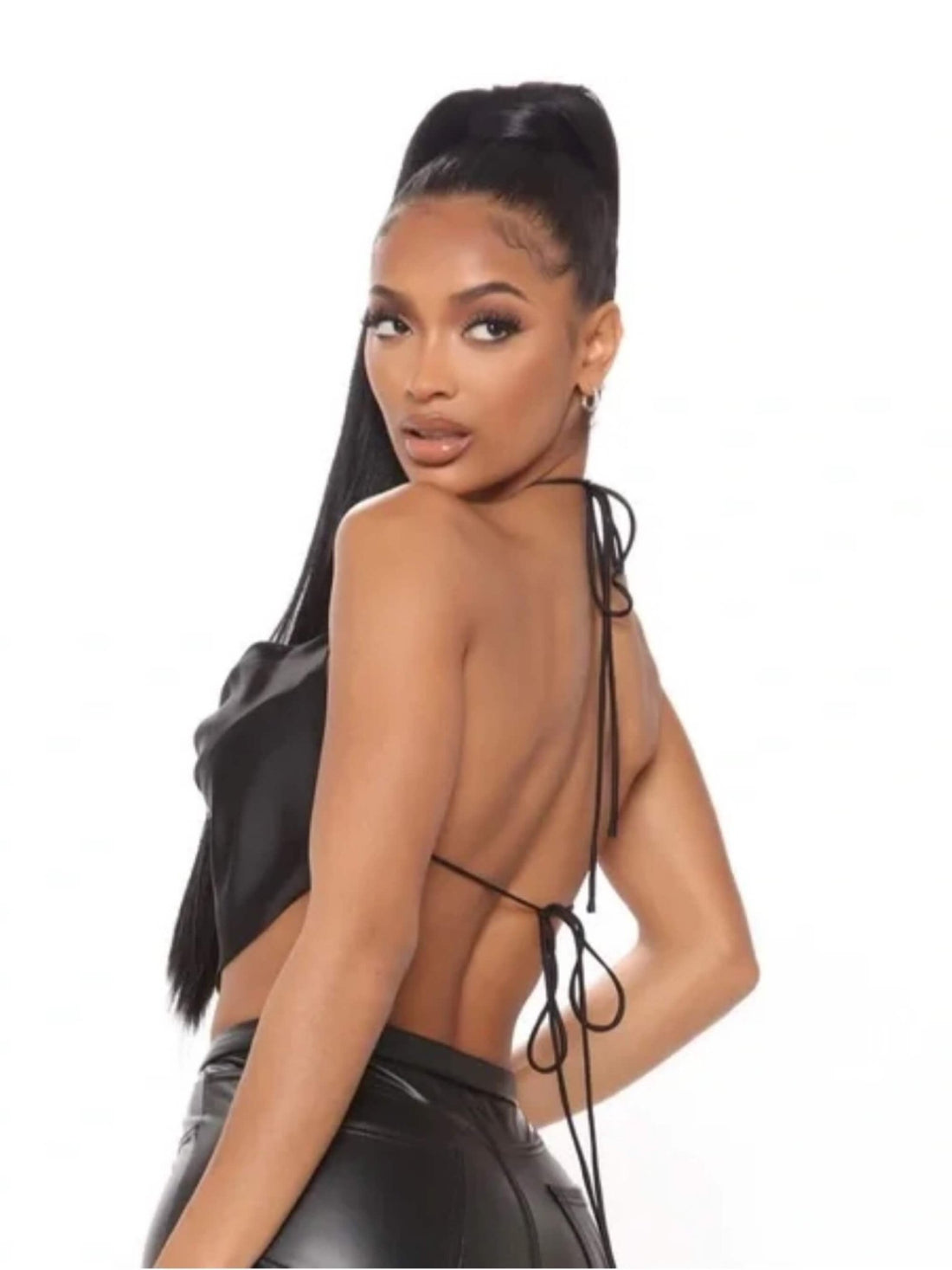 Satin solid backless crop top Legacy Boutiques Legacy Boutiques