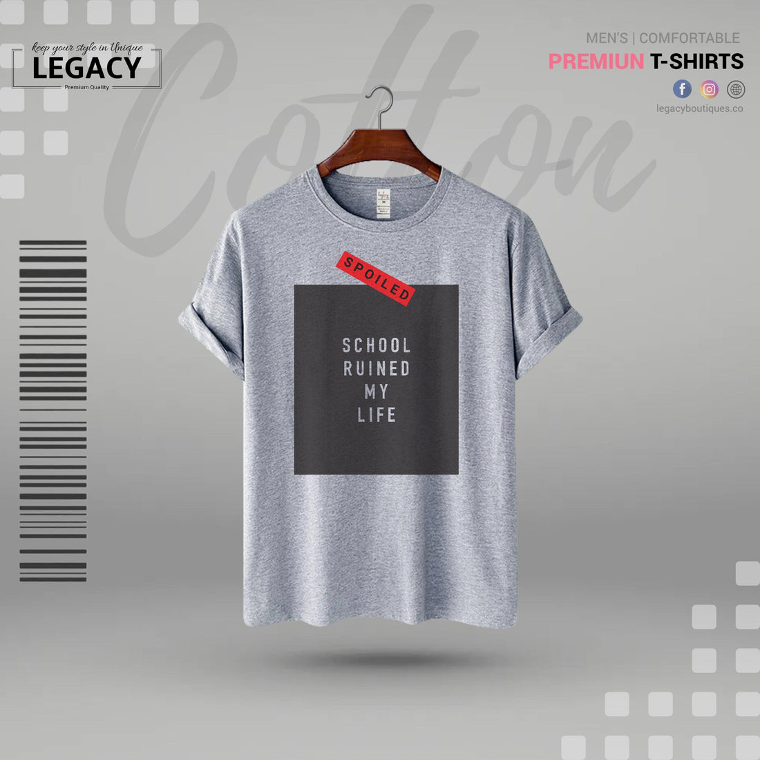 School Ruined my life Men Premium Designer Edition T Shirt Legacy Boutiques Legacy Boutiques