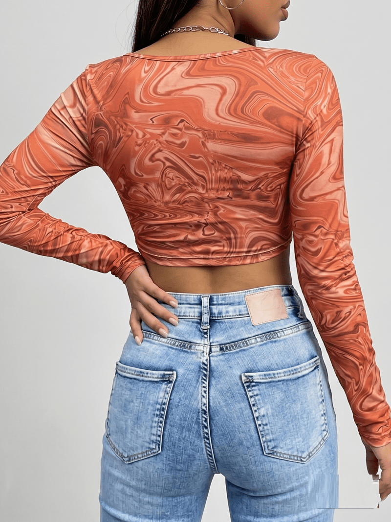 Sexy Full Sleeve Crop Top Deep Neck Legacy Boutiques Legacy Boutiques