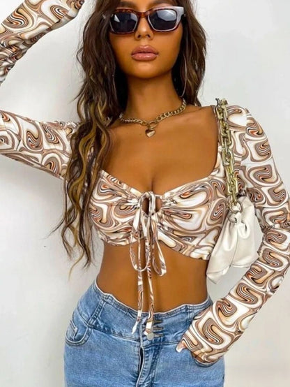 Sexy Full Sleeve Deep Neck Crop Top Legacy Boutiques Legacy Boutiques