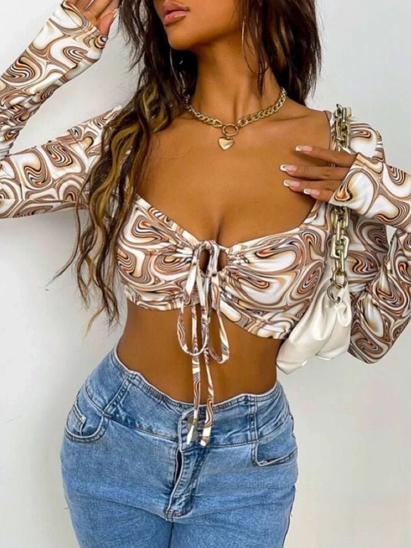 Sexy Full Sleeve Deep Neck Crop Top Legacy Boutiques Legacy Boutiques
