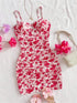 Siren Rose Red Floral Ruched Mini Dress - Sweetheart Bustier Bodycon Legacy Boutiques Legacy Boutiques