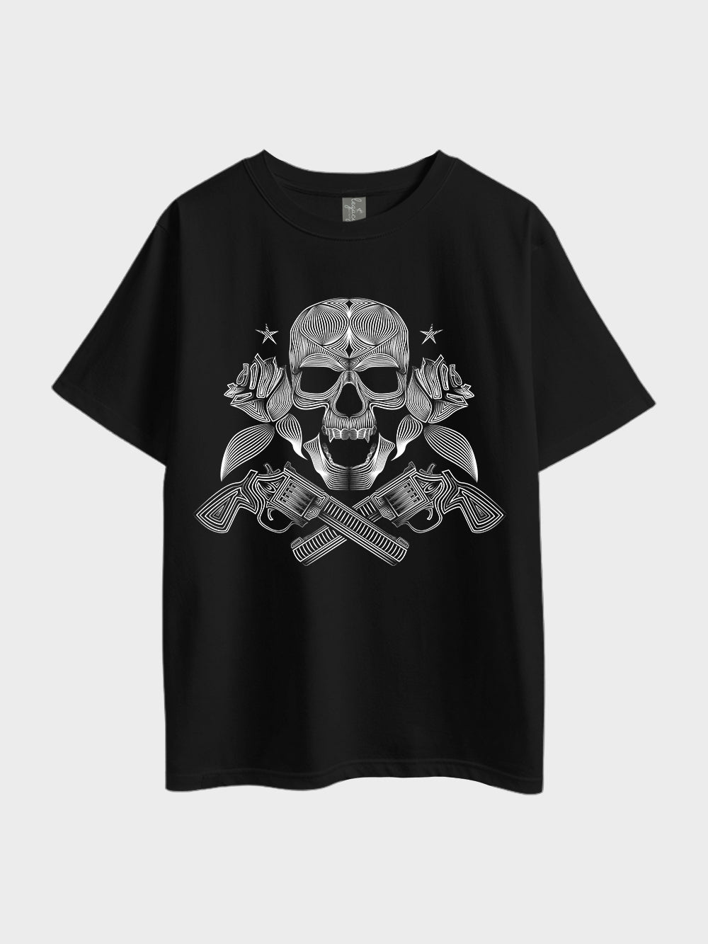 Skeleton Roses and Guns Print Metal Oversized Mens T-shirt Legacy Boutiques Bangladesh Legacy Boutiques Legacy Boutiques