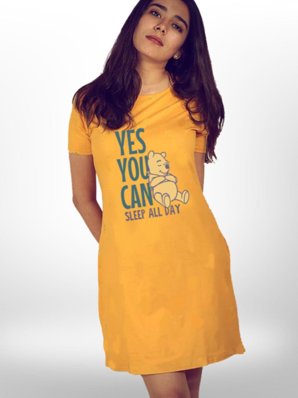 Sleepy Cute Dog Sleep All The Day Printed Long T-shirt For Women&