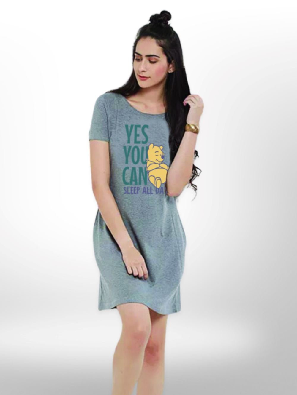 Sleepy Dog Yes You Can Printed Long T-shirt For Women&