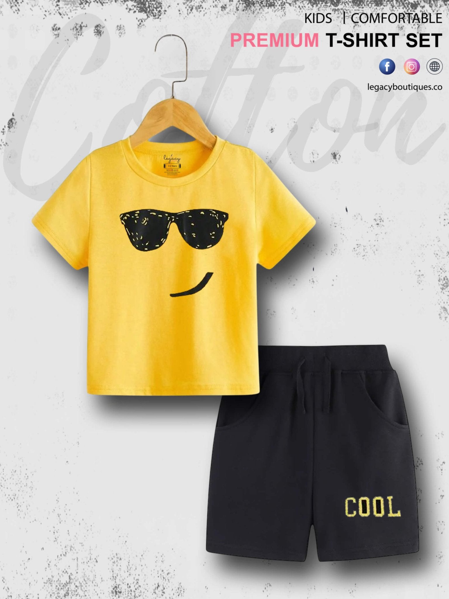 Smile Print 6 Month To 6 Year Summer Time Baby &amp; Kids Super Comfy T-shirt Set Legacy Boutiques Legacy Boutiques