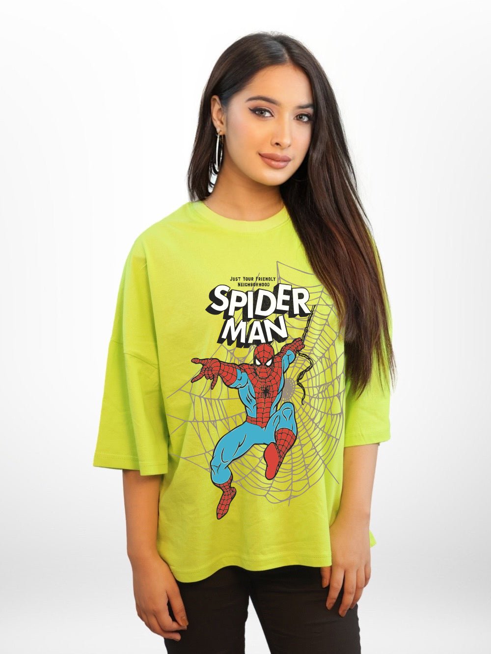 SPIDER - MAN: JUST YOUR FRIENDLY NEIGHBOURHOOD Graphic Printed Womens Drop Shoulder T-shirt Legacy Boutiques Dhaka Legacy Boutiques Legacy Boutiques