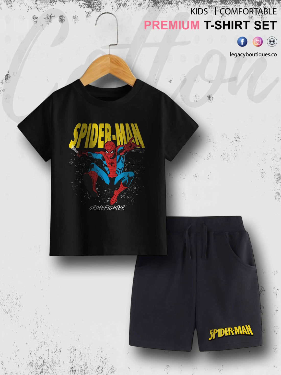 SpiderMan Crime Fighter Kids Casual 6 Month To 6 Year Summer Time T-shirt Set Legacy Boutiques Legacy Boutiques