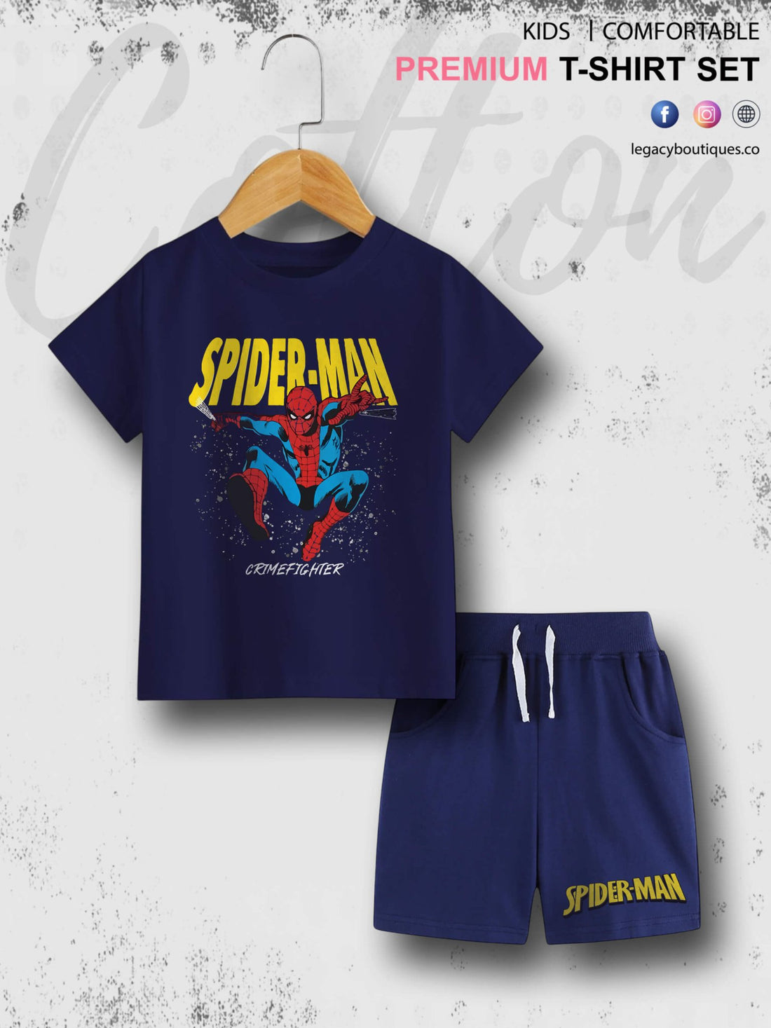 SpiderMan Crime Fighter Kids Casual 6 Month To 6 Year Summer Time T-shirt Set Legacy Boutiques Legacy Boutiques