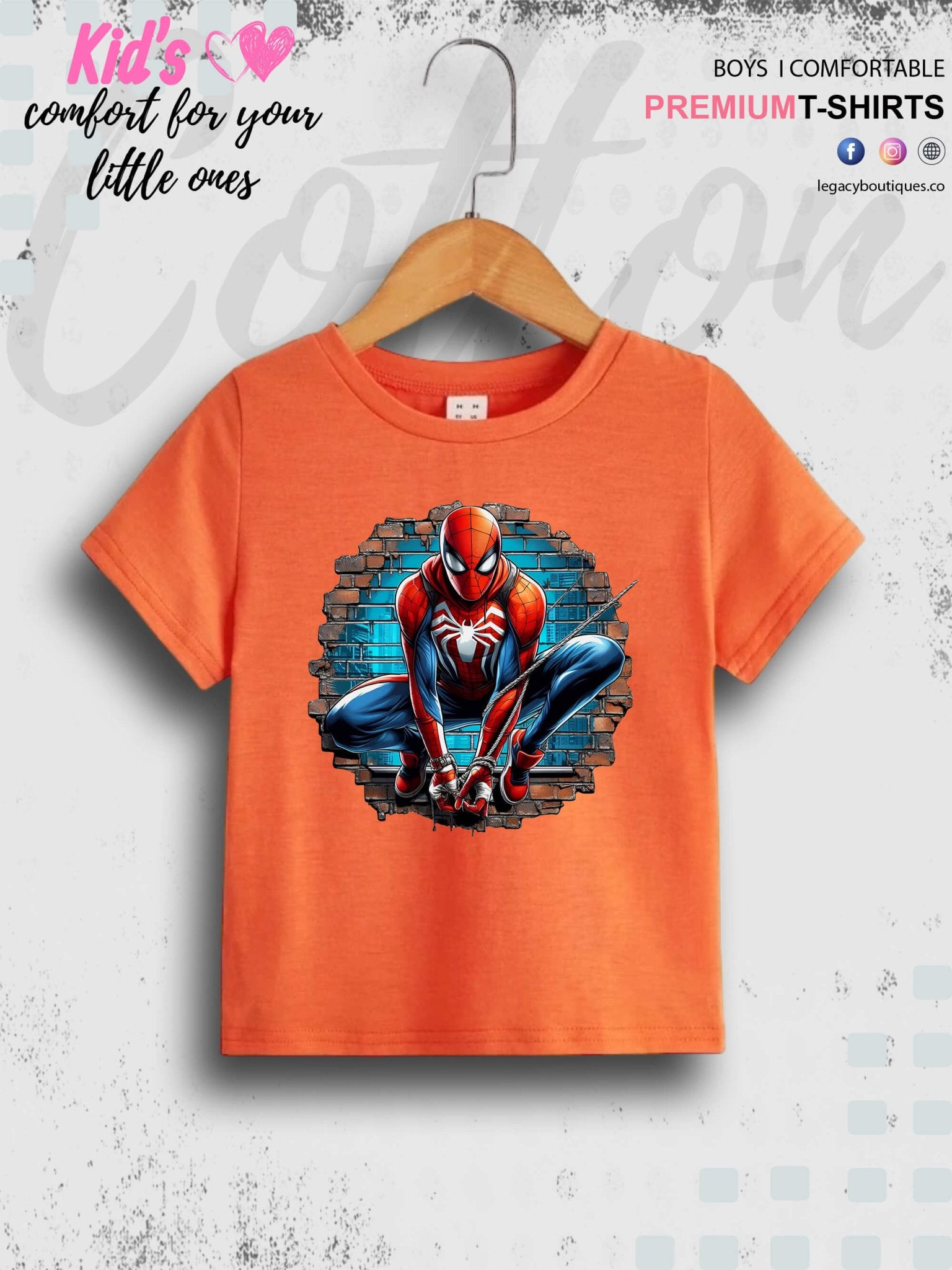 SPIDERMAN Printed 1 To 11 Year Kids Boys Summer Time Casual T-Shirt In Cheapest Price Only In Dhaka Legacy Boutiques Legacy Boutiques