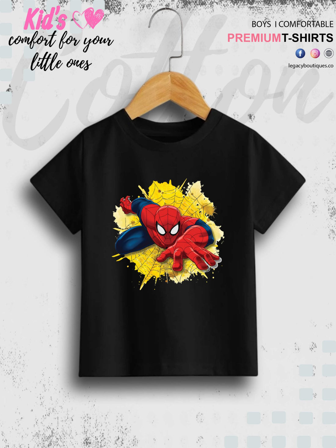 SpiderMan Printed Kids Boys Cotton Casual T-Shirt In Low Price Only In Dhaka Legacy Boutiques Legacy Boutiques