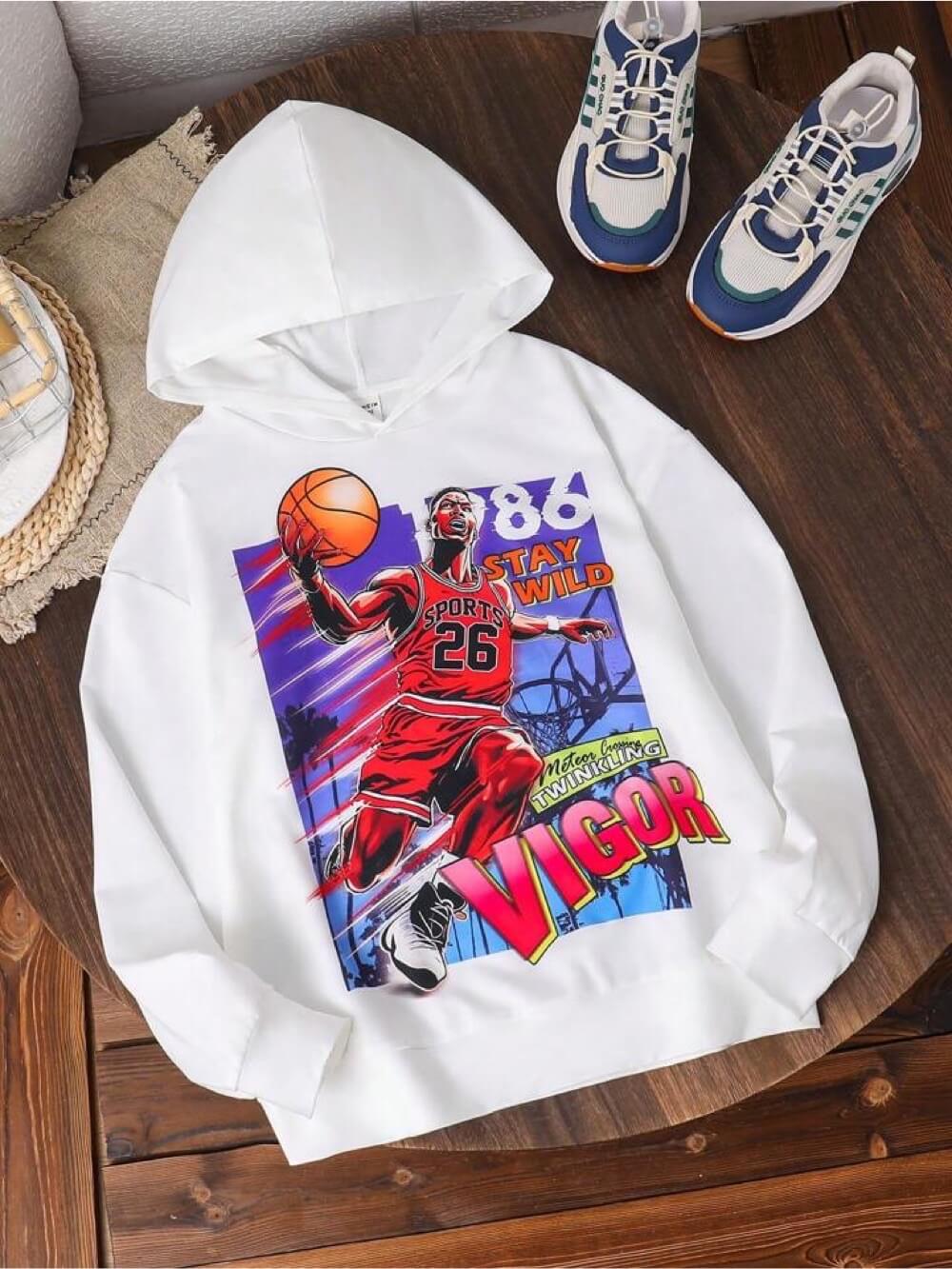 Stay Wild With Michael Jordan Chicago Bulls Air Supreme comic Printed Baby Boys And Girls Cotton Hoodie in Dhaka Legacy Boutiques Legacy Boutiques