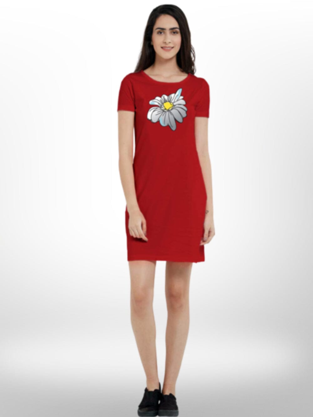 Summer Short Sleeve Flower Printed Long T-shirt For Women&