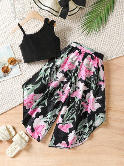 Sunlit Petal Ribbed Tank &amp; Floral Wide - Leg Pants Two - Piece Set 🌸 Legacy Boutiques Legacy Boutiques