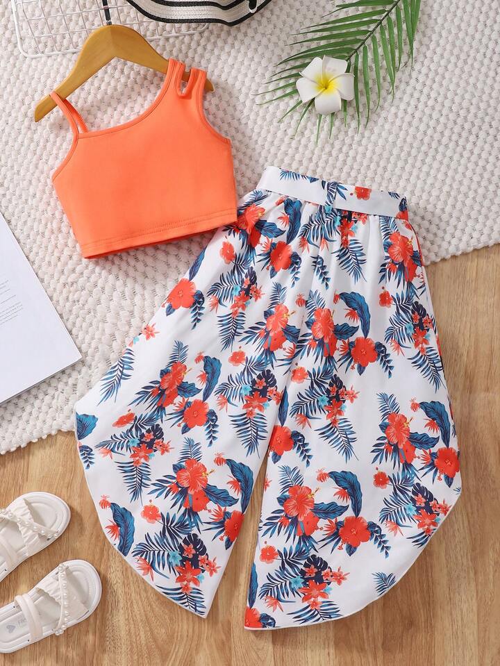 Sunlit Petal Ribbed Tank &amp; Floral Wide - Leg Pants Two - Piece Set 🌸 Legacy Boutiques Legacy Boutiques