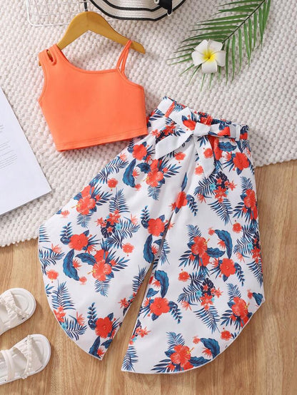 Sunlit Petal Ribbed Tank &amp; Floral Wide - Leg Pants Two - Piece Set 🌸 Legacy Boutiques Legacy Boutiques