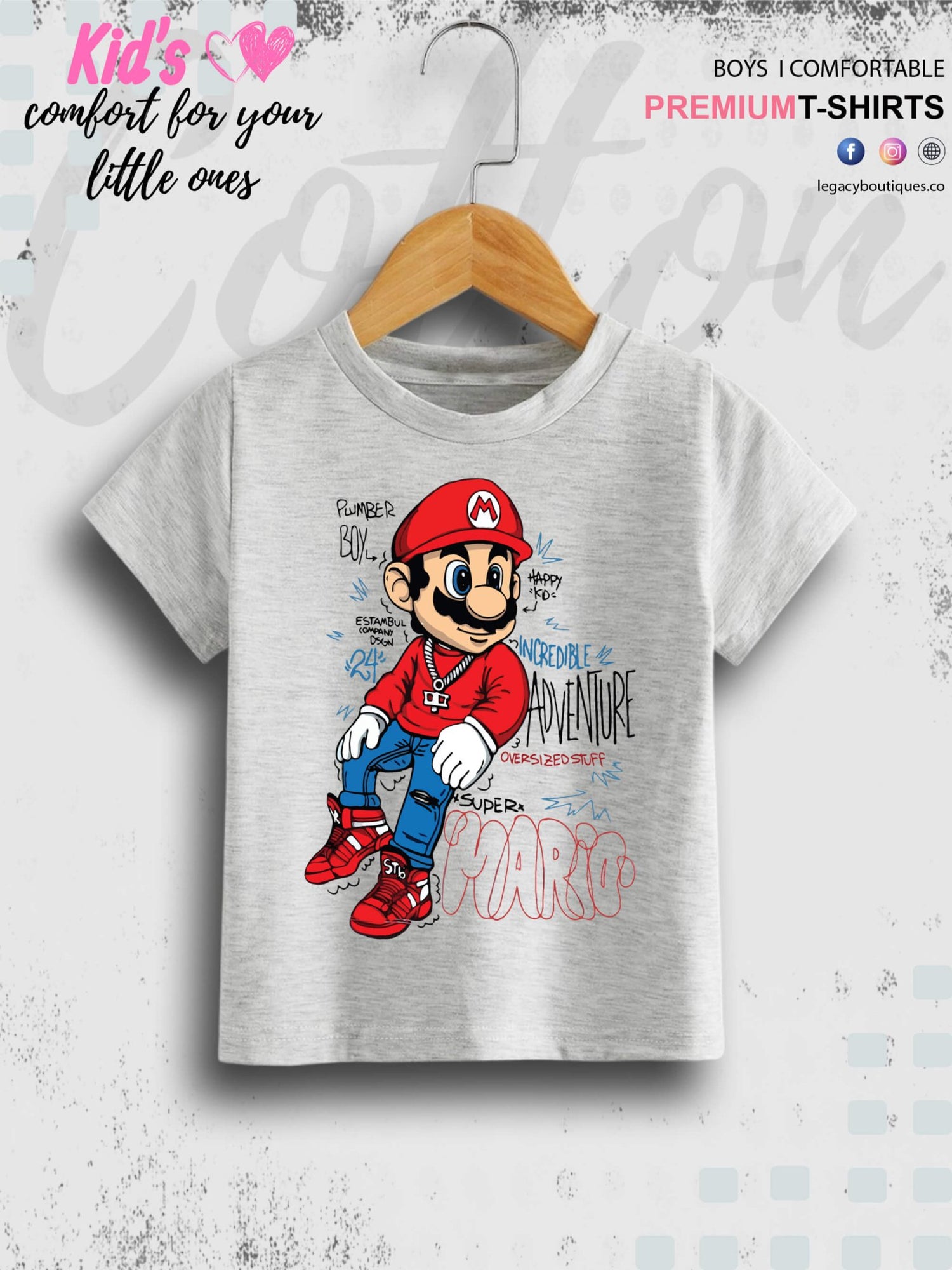 Super Boy Mario Printed 1 To 11 Year Kids Boys Casual T-Shirt In Cheapest Price Only In Dhaka Legacy Boutiques Legacy Boutiques