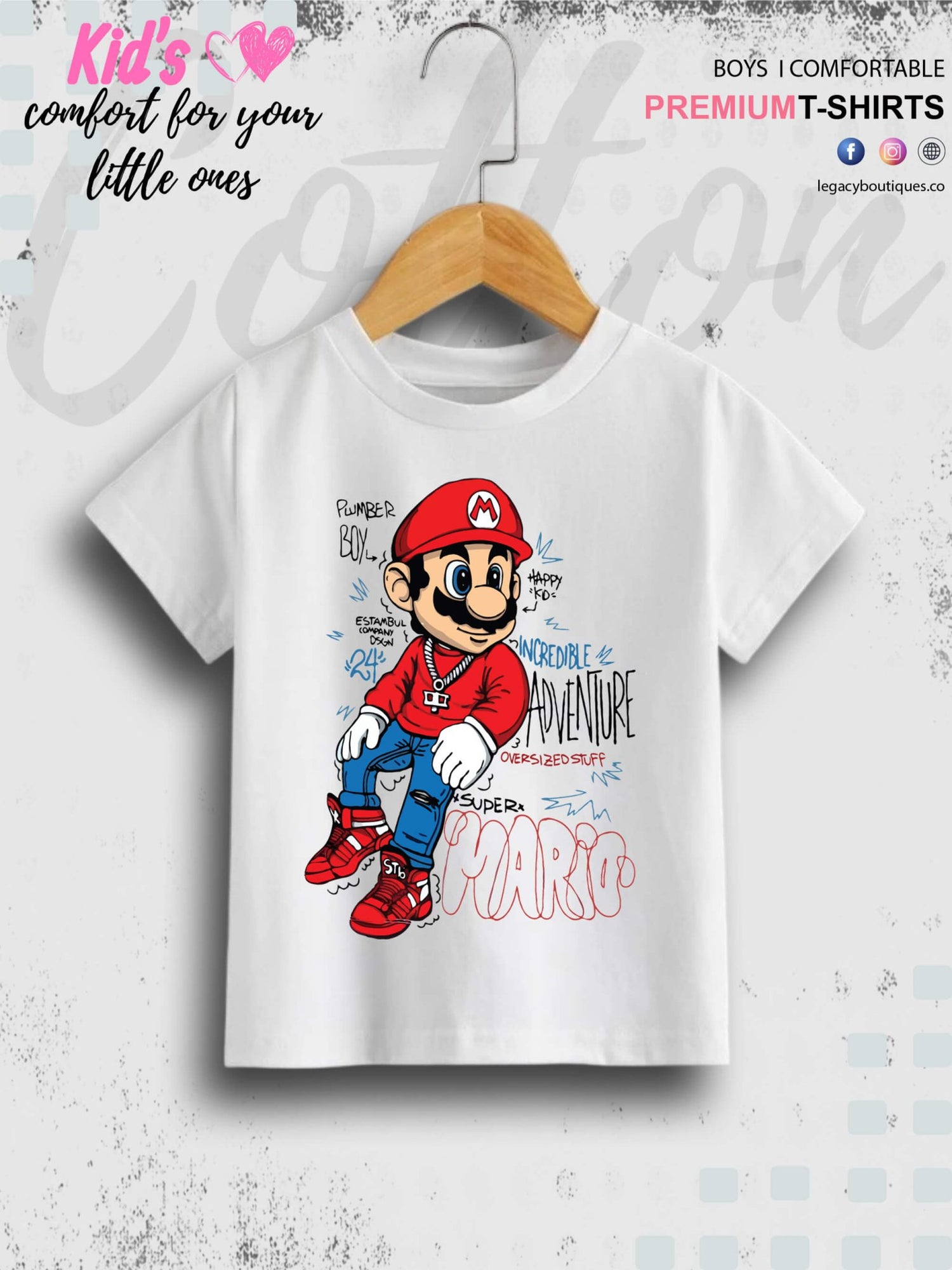 Super Boy Mario Printed 1 To 11 Year Kids Boys Casual T-Shirt In Cheapest Price Only In Dhaka Legacy Boutiques Legacy Boutiques