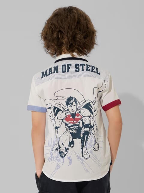 Superman Man of Steel Illustrated Back Graphic Kids Casual Shirt Legacy Boutiques Legacy Boutiques