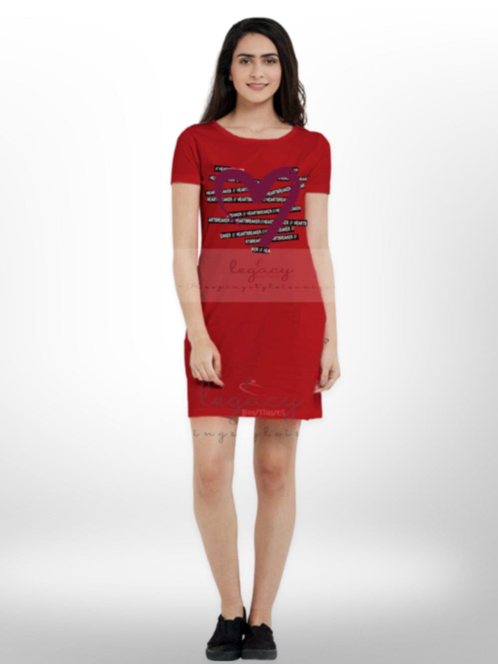 Symbol Of Love Printed Long T-shirt For Women&