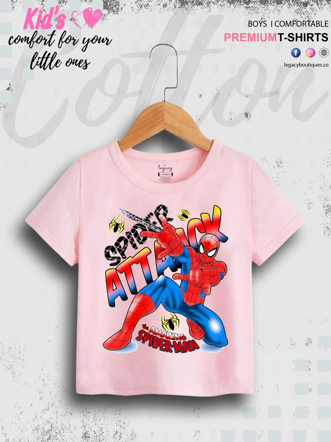 The Amazing SpiderMan Spider Attack Printed 1 To 11 Year Kids Boys Summer Time Casual T-Shirt In Cheapest Price Only In BD Legacy Boutiques Legacy Boutiques