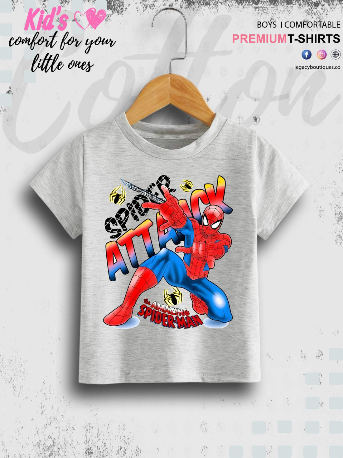 The Amazing SpiderMan Spider Attack Printed 1 To 11 Year Kids Boys Summer Time Casual T-Shirt In Cheapest Price Only In BD Legacy Boutiques Legacy Boutiques