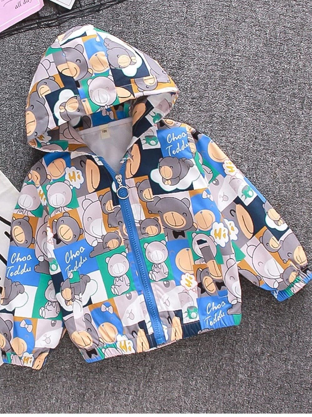 Toddler Boys Girls Cartoon Print Zip Windbreaker Jacket Kids Hooded Trench Lightweight Coats Baby Fall Clothes Legacy Boutiques Legacy Boutiques