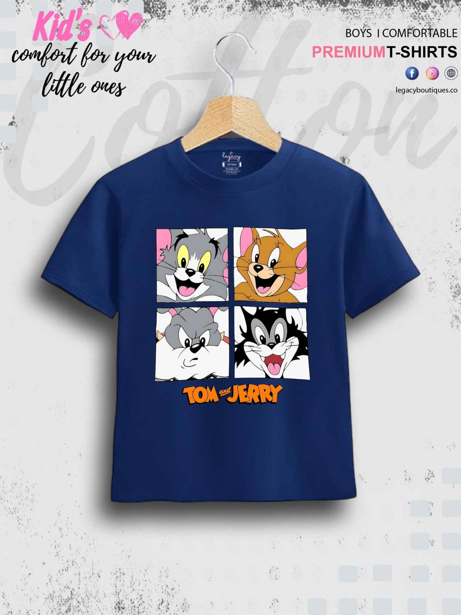 Tom And Jerry Cartoon Characters Print Baby Boys T-Shirt In Lowest Price Only In Dhaka Legacy Boutiques Legacy Boutiques