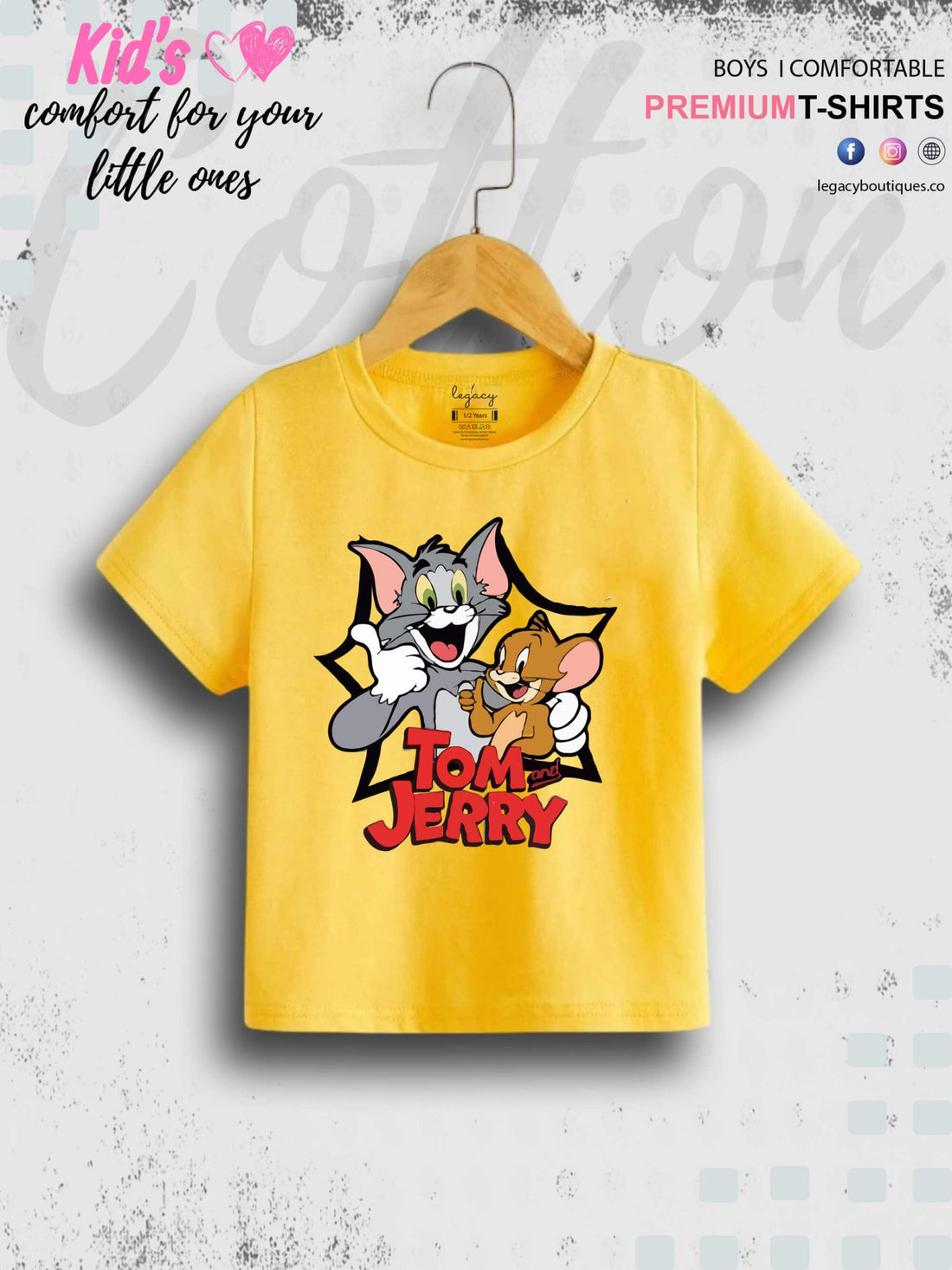 Tom And Jerry Printed 1 To 11 Year Boys T-Shirt In Cheapest Price Only In Dhaka Legacy Boutiques Legacy Boutiques