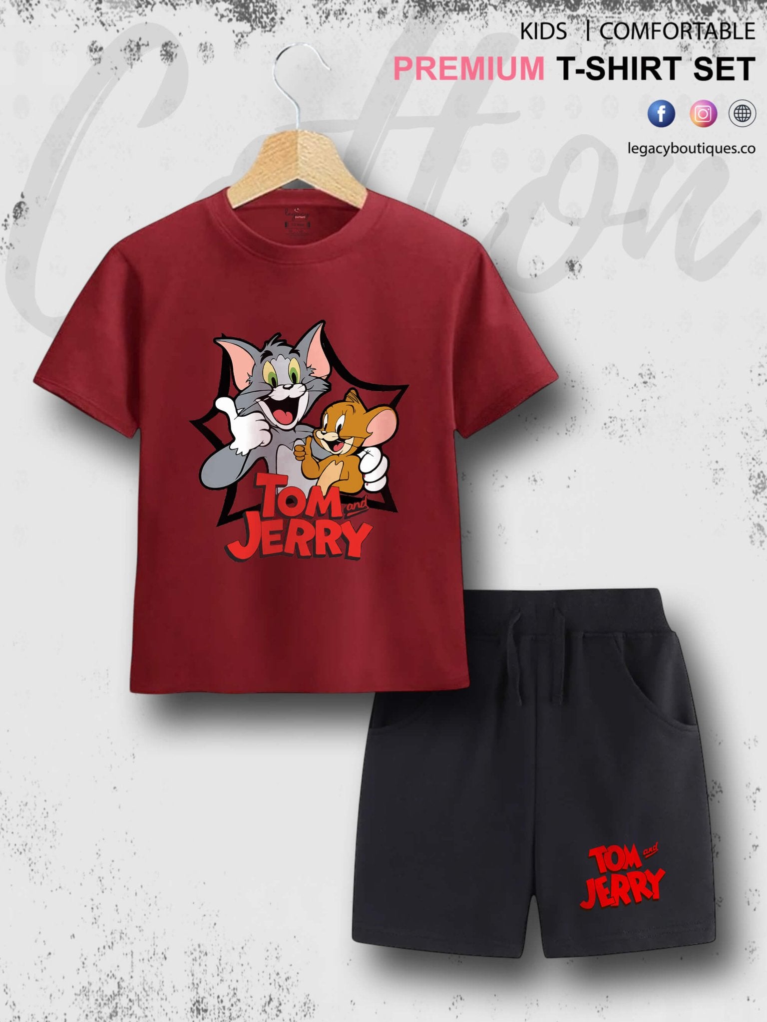 Tom And Jerry Printed 6 Month To 6 Year Baby &amp; Kids Super Premium Quality T-shirt Set Legacy Boutiques Legacy Boutiques