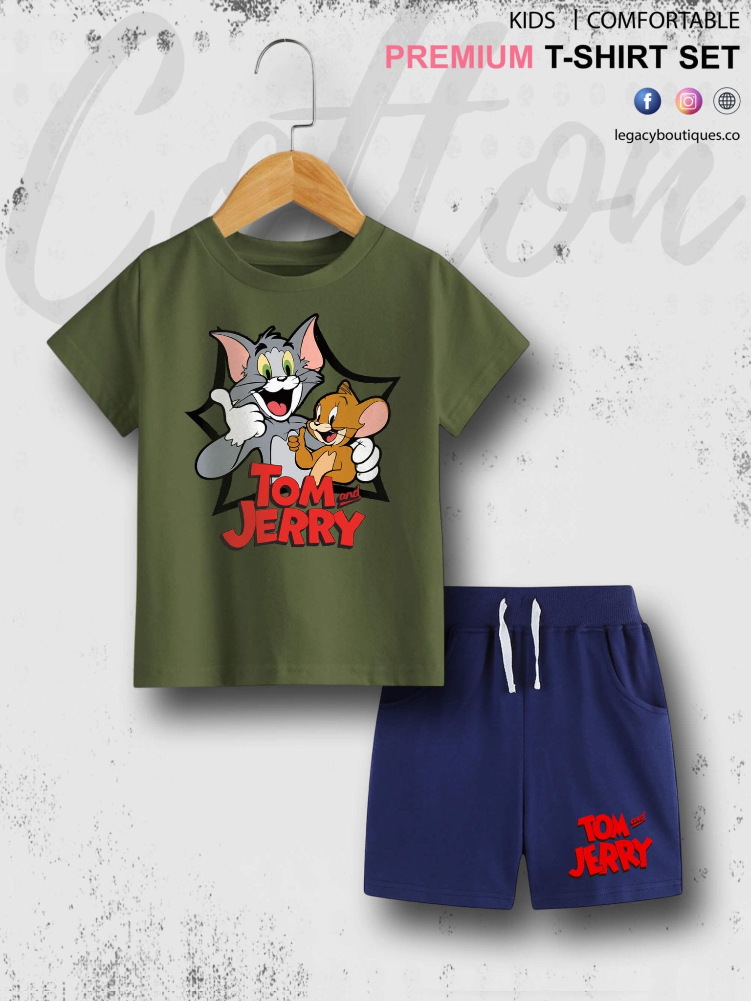 Tom And Jerry Printed 6 Month To 6 Year Baby &amp; Kids Super Premium Quality T-shirt Set Legacy Boutiques Legacy Boutiques