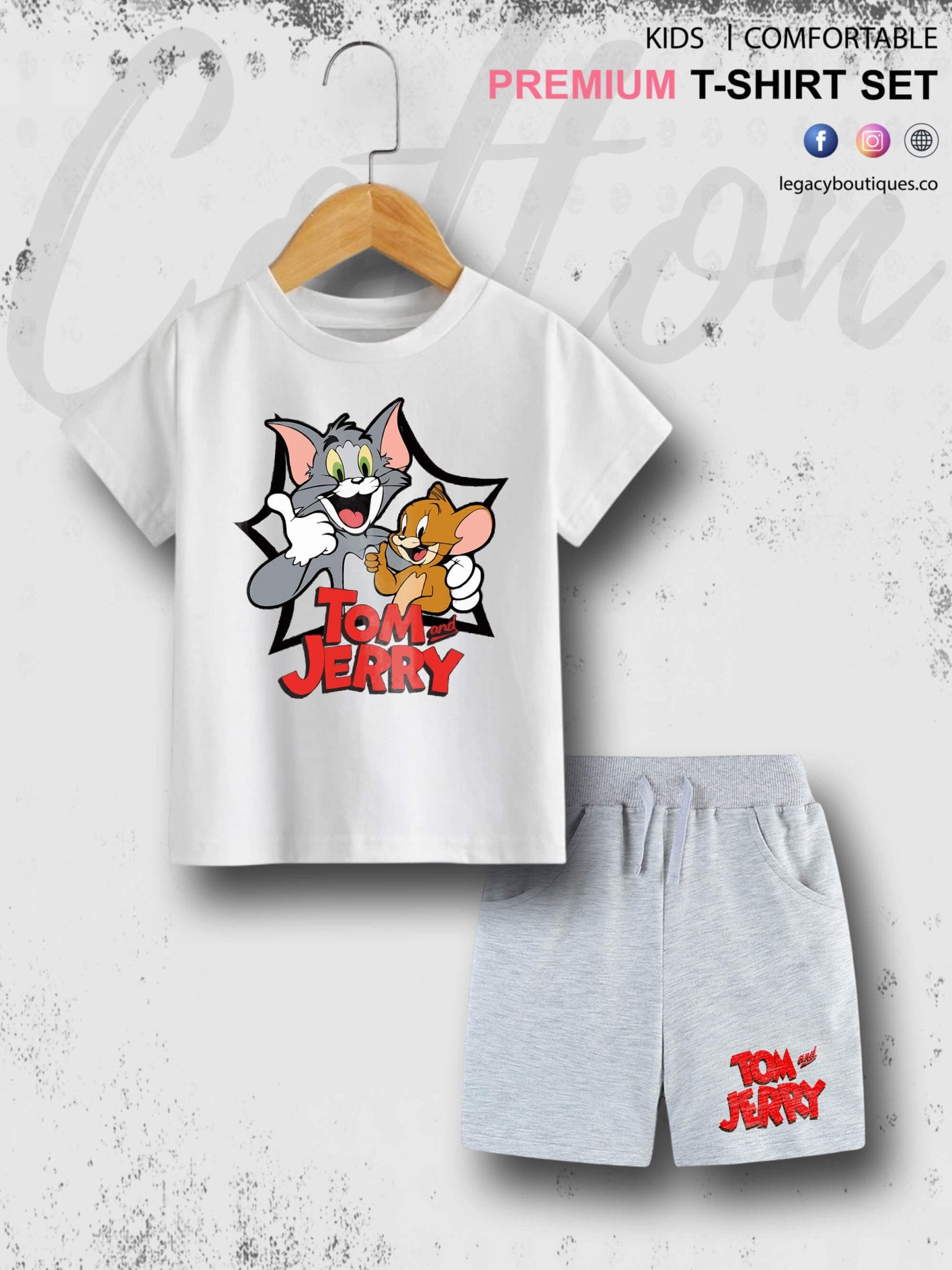 Tom And Jerry Printed 6 Month To 6 Year Baby &amp; Kids Super Premium Quality T-shirt Set Legacy Boutiques Legacy Boutiques