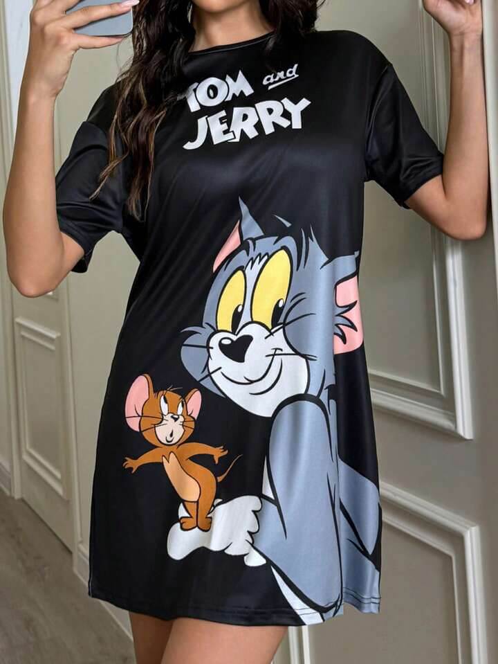 Tom &amp; Jerry Graphic Printed Oversized Tee Legacy Boutiques Legacy Boutiques