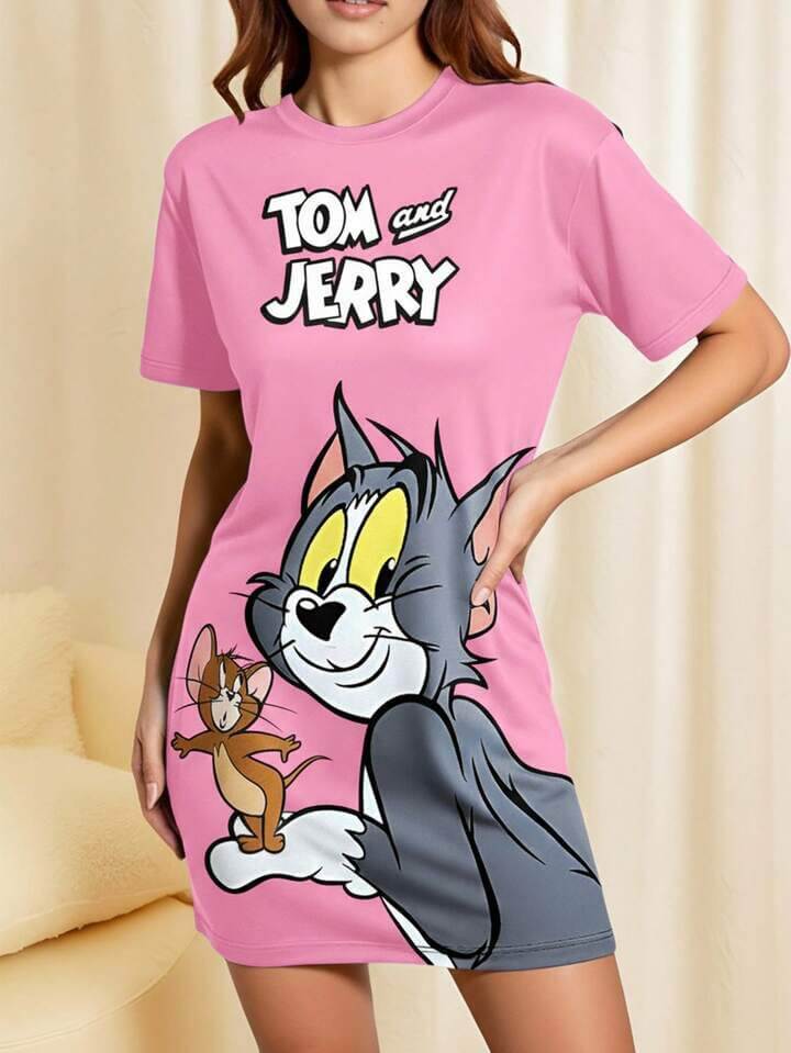 Tom &amp; Jerry Graphic Printed Oversized Tee Legacy Boutiques Legacy Boutiques