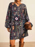 Tribal Geometric Patchwork Print Tunic Dress - Long Sleeve Boho Mini Legacy Boutiques Legacy Boutiques